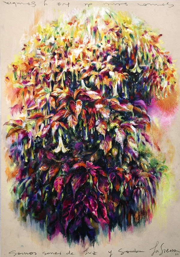 Somos seres de Luz y Sombra (We Are Beings of Light and Shadow), oil pastels on paper, 29.7 × 42 cm.
