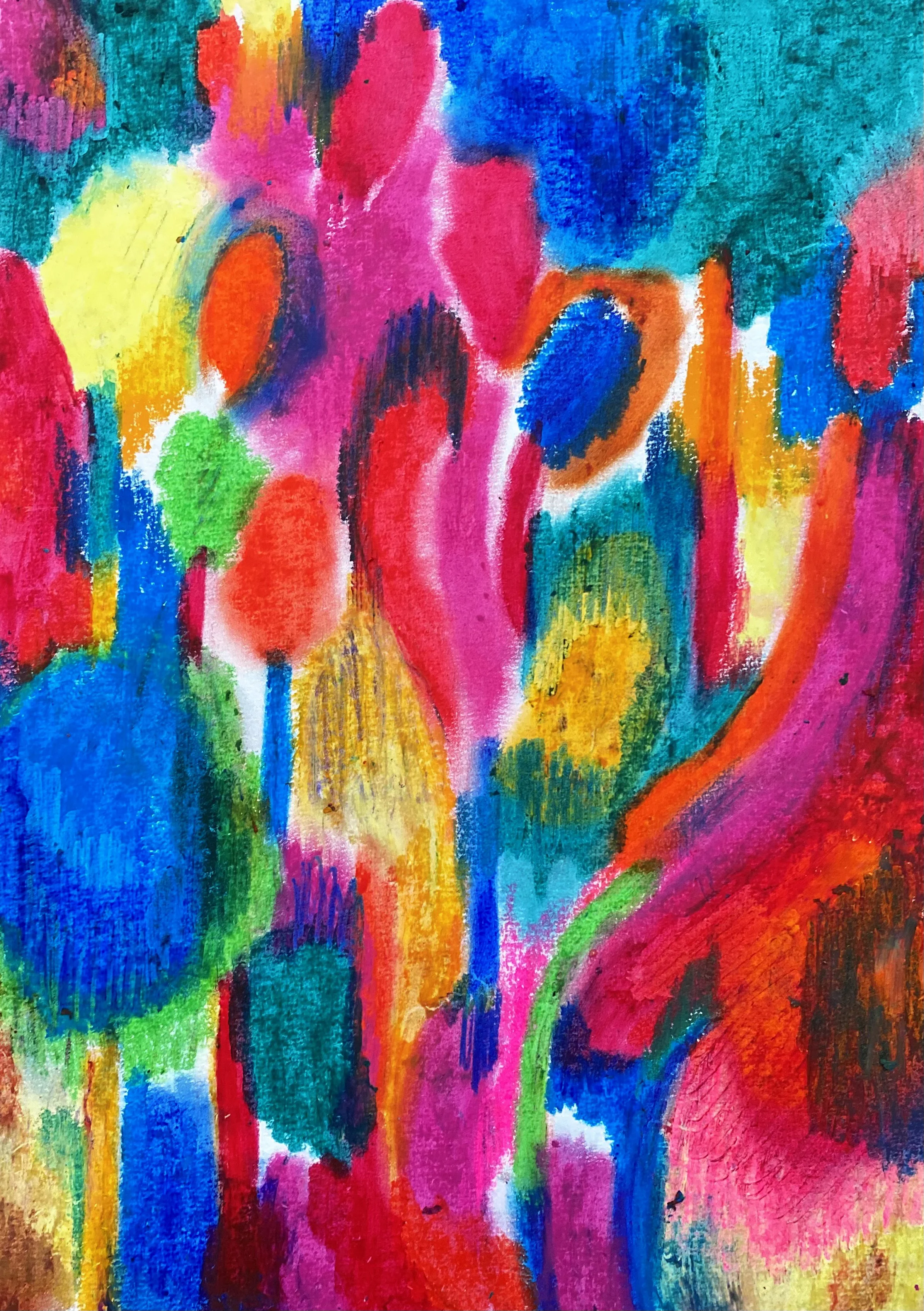 Oil pastels on paper, 24 × 32 cm.