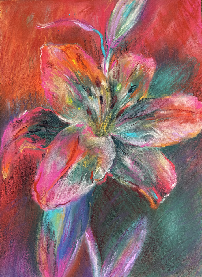 Work from the Jardins Migratoires (Migratory Gardens) series. Soft pastels on paper, 18 × 24 cm.