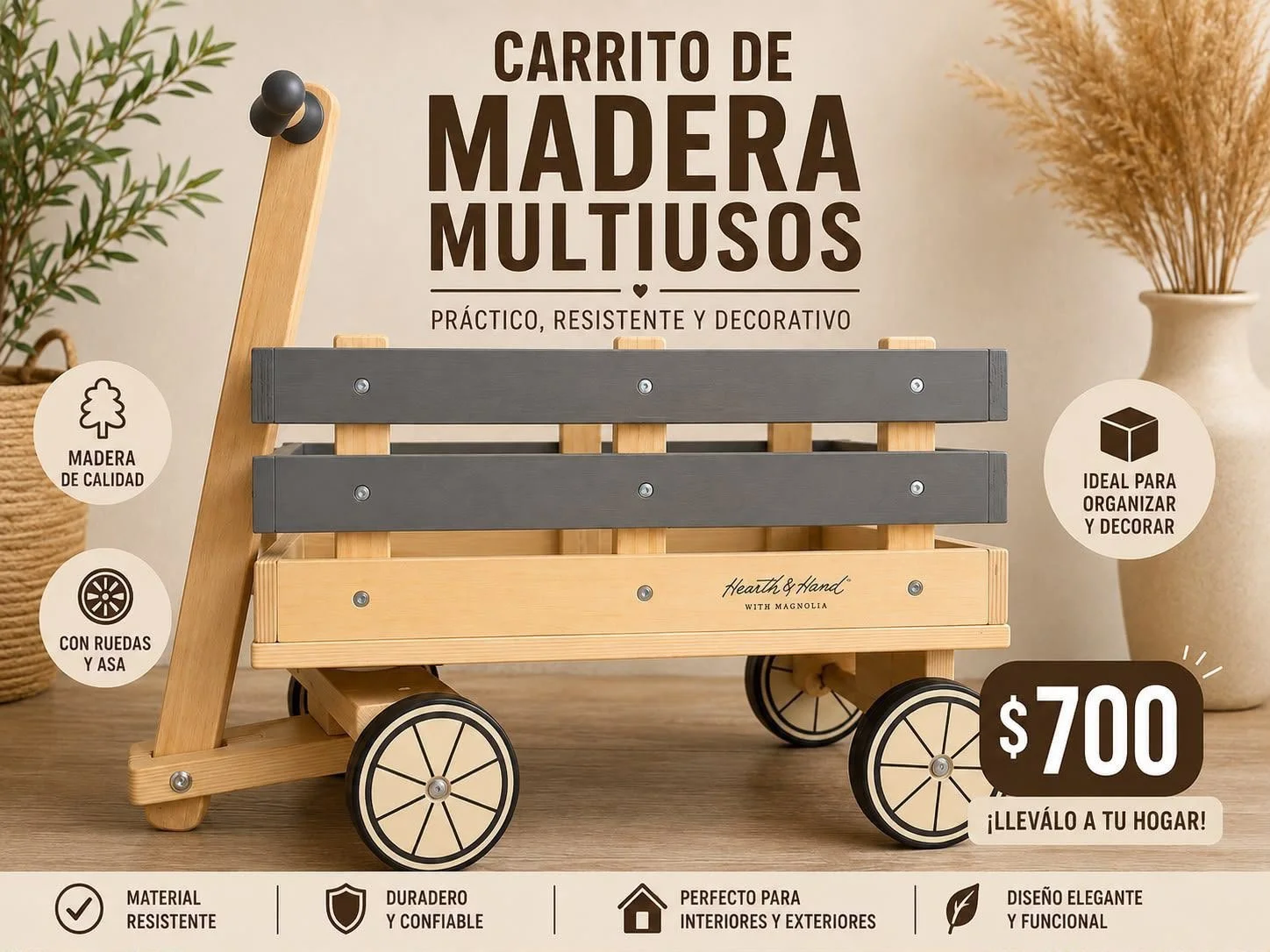 CARRITO DE MADERA MULTIUSOS