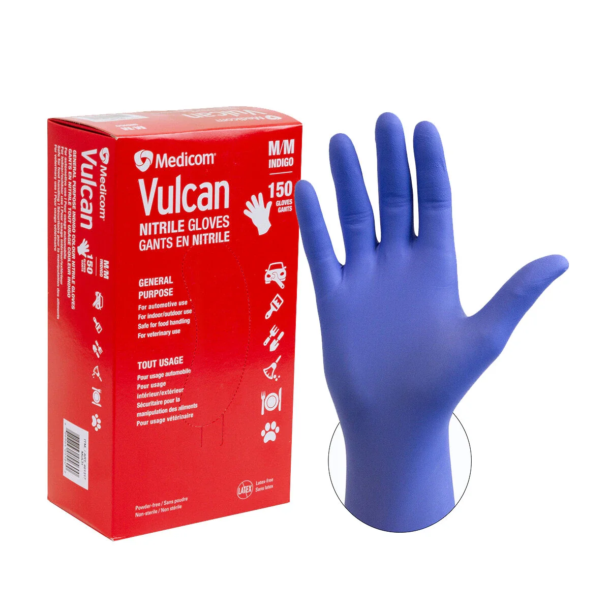 GUANTES DE NITRILO TALLA M  CON 150 PIEZAS MARCA VULCAN