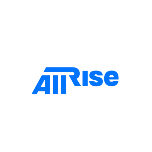All Rise logo with a black background and blue text.