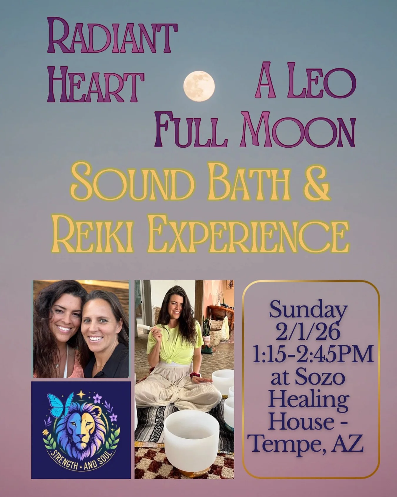 ✨Join us for an afternoon of sound healing, Reiki, and intentional connection with the powerful energy of the Leo Full Moon&mdash;a time associated with courage, creativity, and heart-centered expression.  All are welcome! 🏳️&zwj;🌈

This gathering 