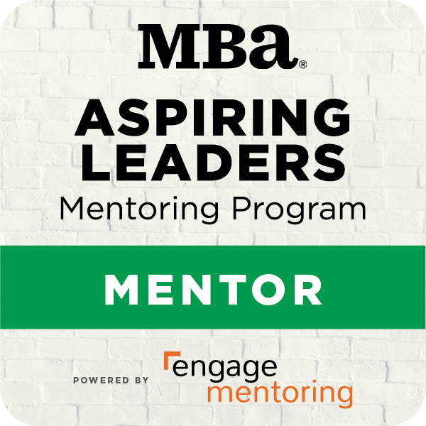 Certificate for MBA Aspiring Leaders Mentoring Program with a green banner labeled Mentor, powered by Engage Mentoring