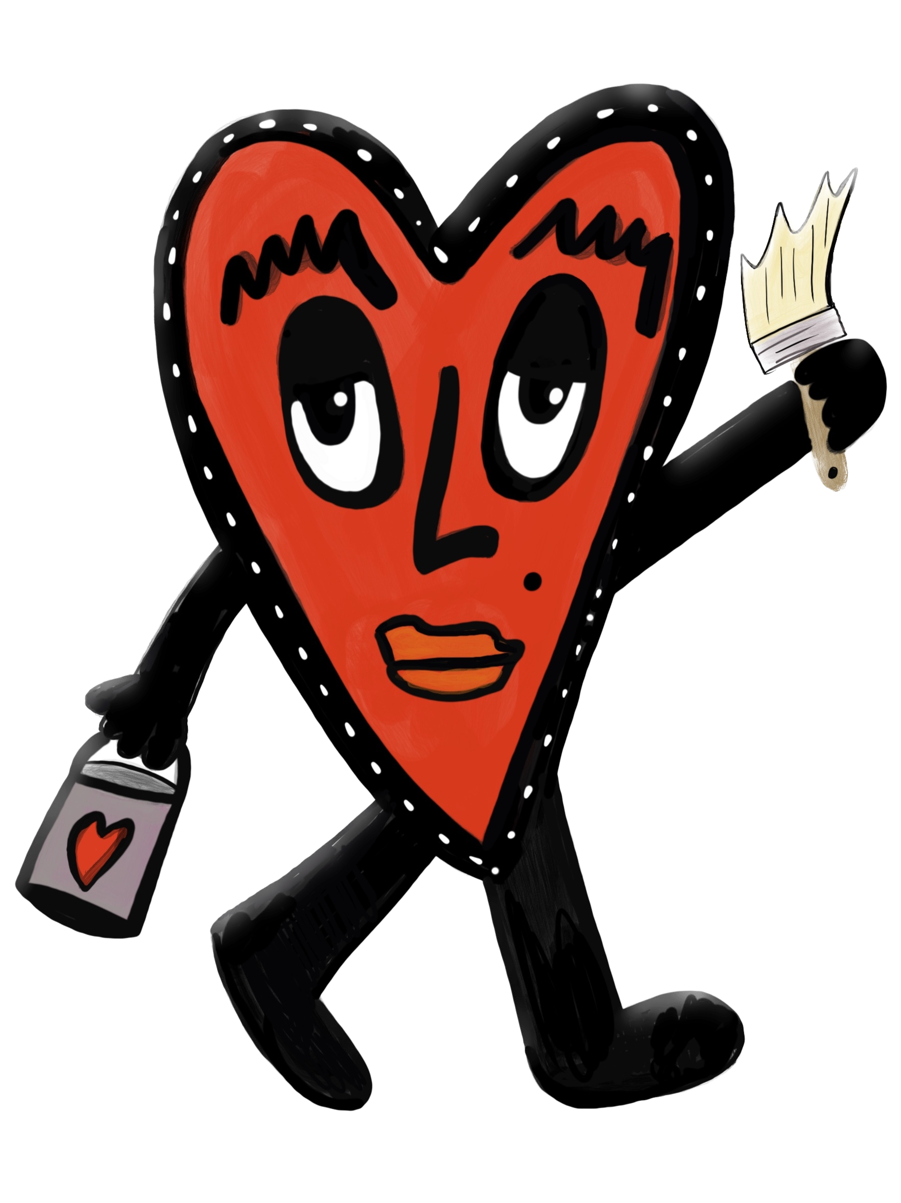 Bayloo created heart with paint can and brush