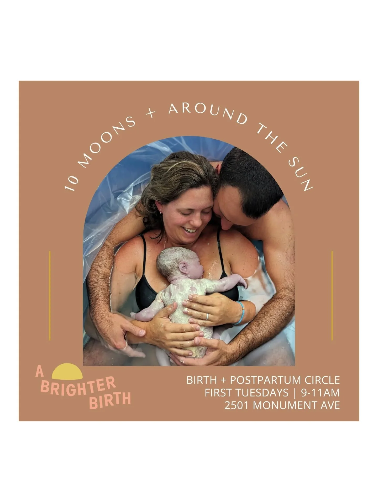 Birth + Postpartum circle is tomorrow!
10/7 | 9-11am | in our beautiful + cozy space within the Branch Museum: 2501 Monument Ave 

10 Moons + Around the Sun is our free monthly support circle open to all! Pregnant folks and postpartum folks are encou