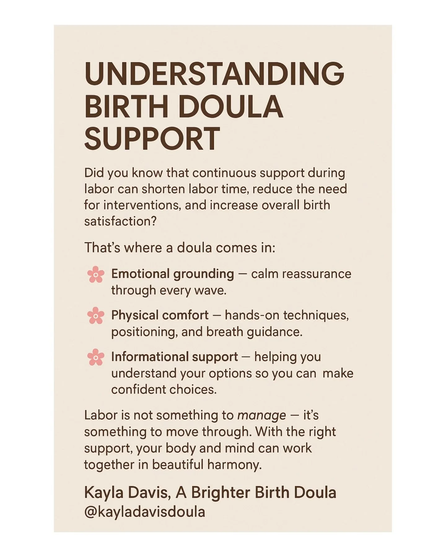 ✨ Understanding Birth Doula Support ✨ 
Birth is one of the most transformative experiences of your life &mdash; and you deserve to feel supported every step of the way. 

A doula&rsquo;s role goes far beyond encouragement. We provide continuous emoti