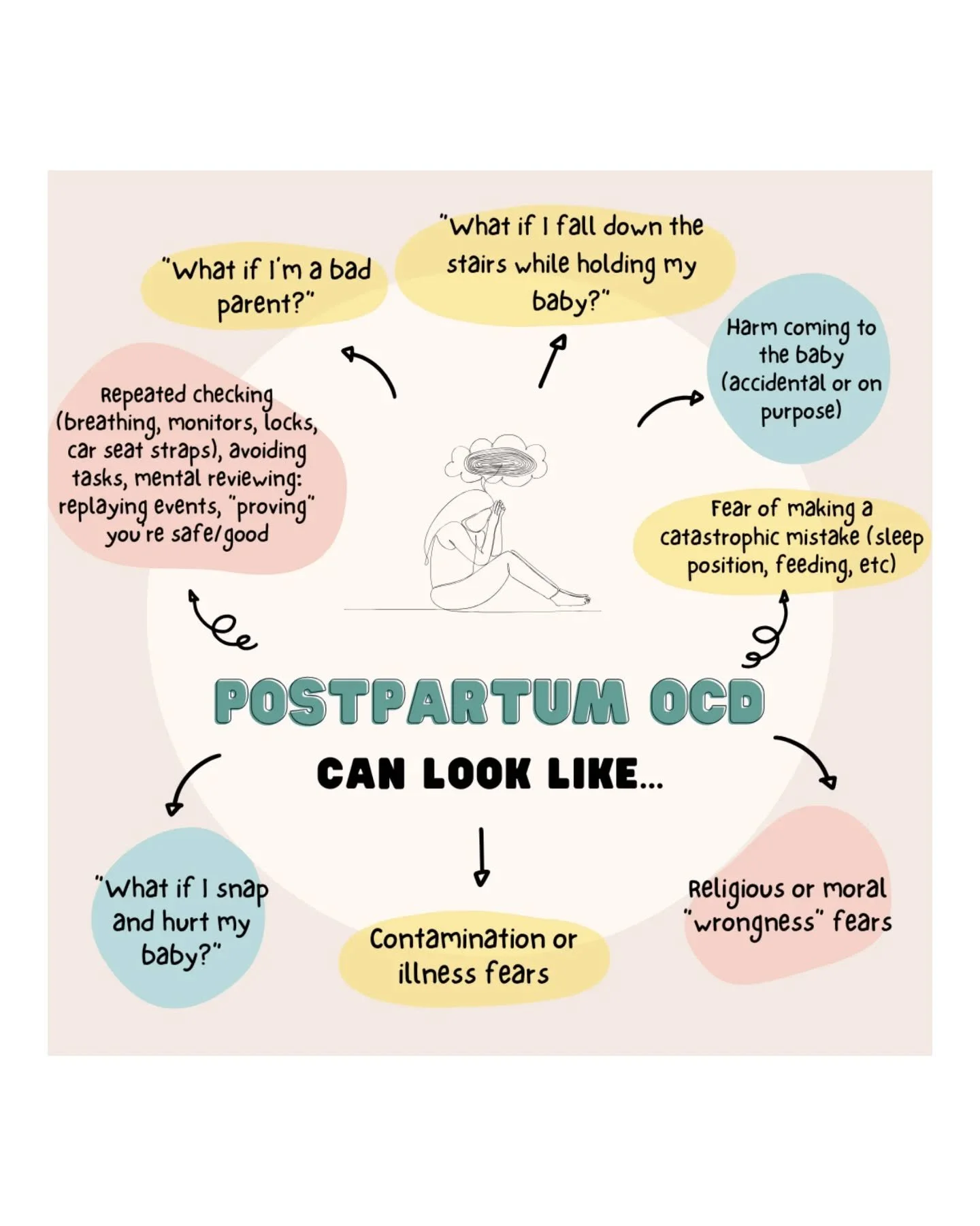 🔥Hot take: Your brain can generate intrusive, unwanted thoughts without them meaning anything about you and who you are as a parent. 

Postpartum OCD isn&rsquo;t &ldquo;I want to hurt my baby.&rdquo; 
It&rsquo;s &ldquo;Why did my brain think that?&r