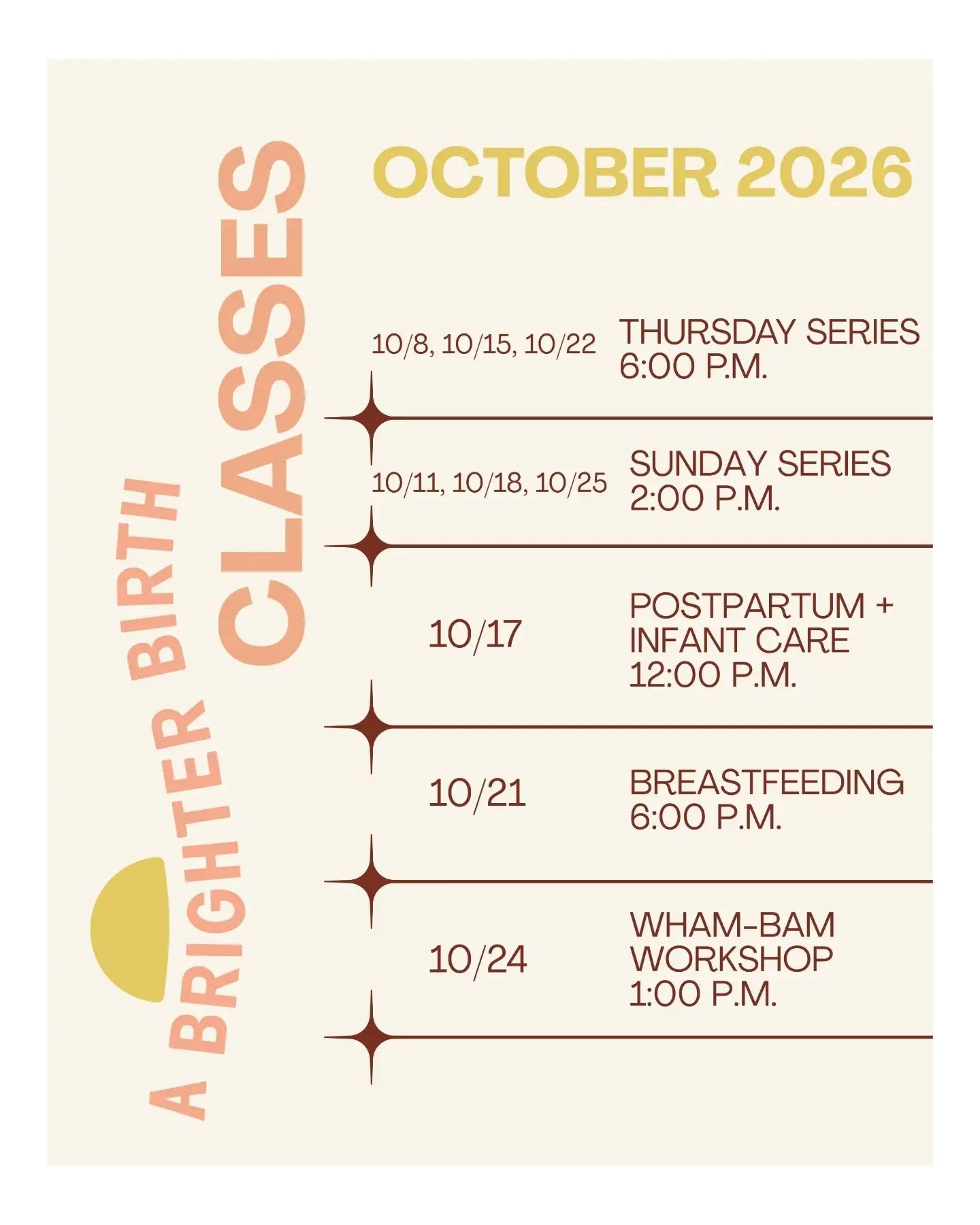 🍁 Join us for classes in October 🎃

Have you been looking for comprehensive, unbiased, evidence based, out of hospital education leading up to your birth, feeding journey and parenthood?

ABB offers a range of education options every single month t