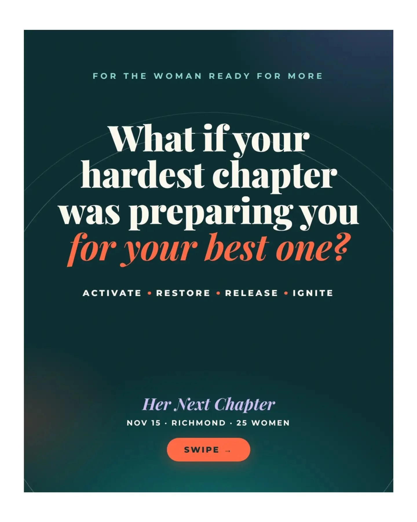Her Next Chapter is a one-day immersive retreat for women standing at the edge of something new, hosted by Laura Gordon and Mia White.

Maybe a chapter just closed: a marriage, a career, a season of motherhood, or a version of yourself you've outgrow