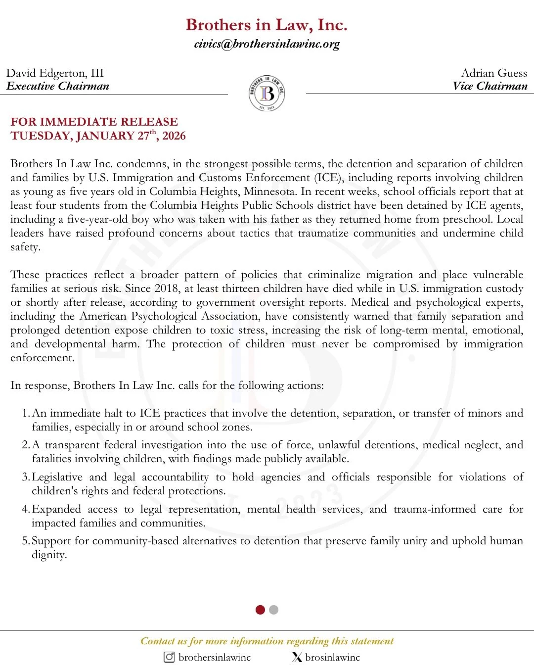 Statement regarding our condemnation of ICE&rsquo;s detention, executions, and separation of children &amp; families in the United States.