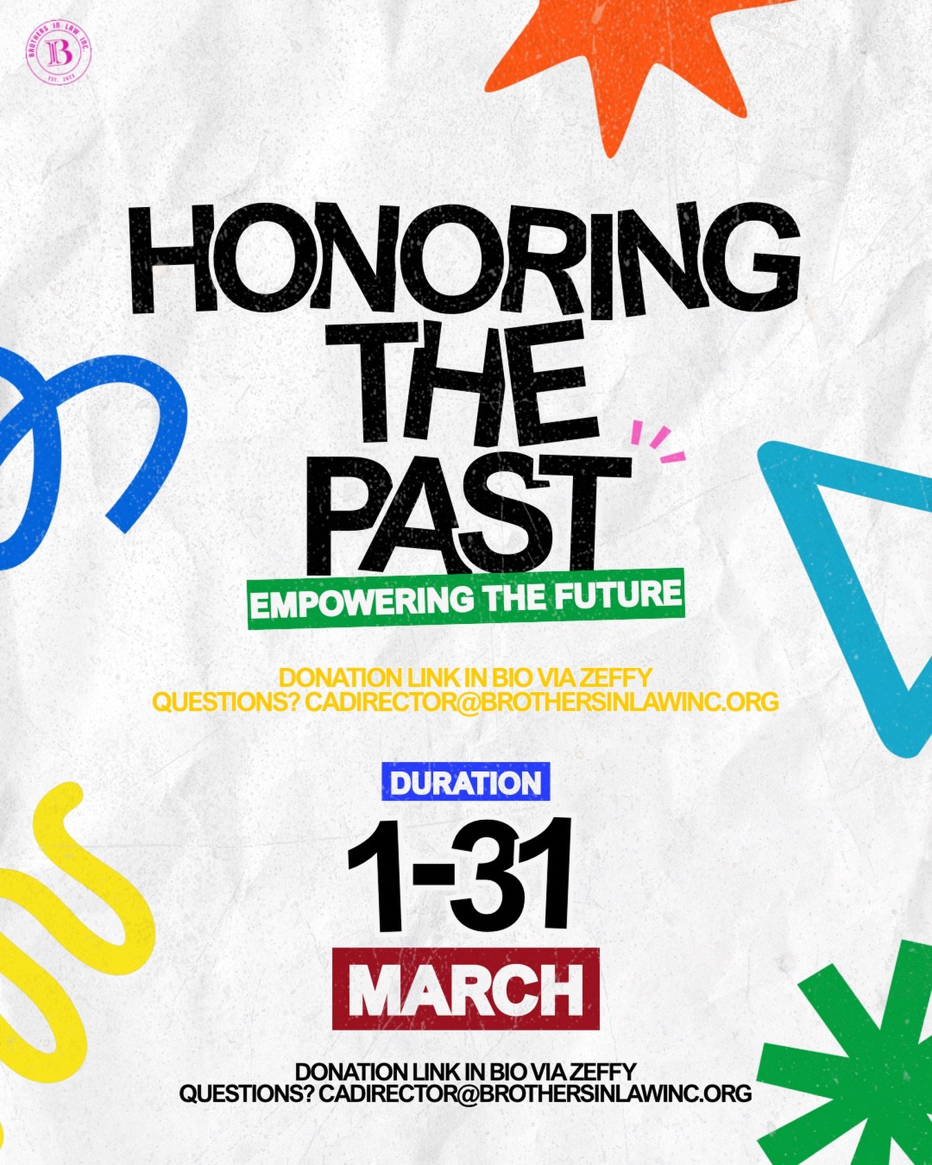 From March 1st&ndash;31st, Brothers In Law proudly launches Honoring the Past, Empowering the Future &mdash; a month-long campaign with a bold and focused goal: raising $5,000 to directly invest in Black youth pursuing law, leadership, and impact. ⭐️