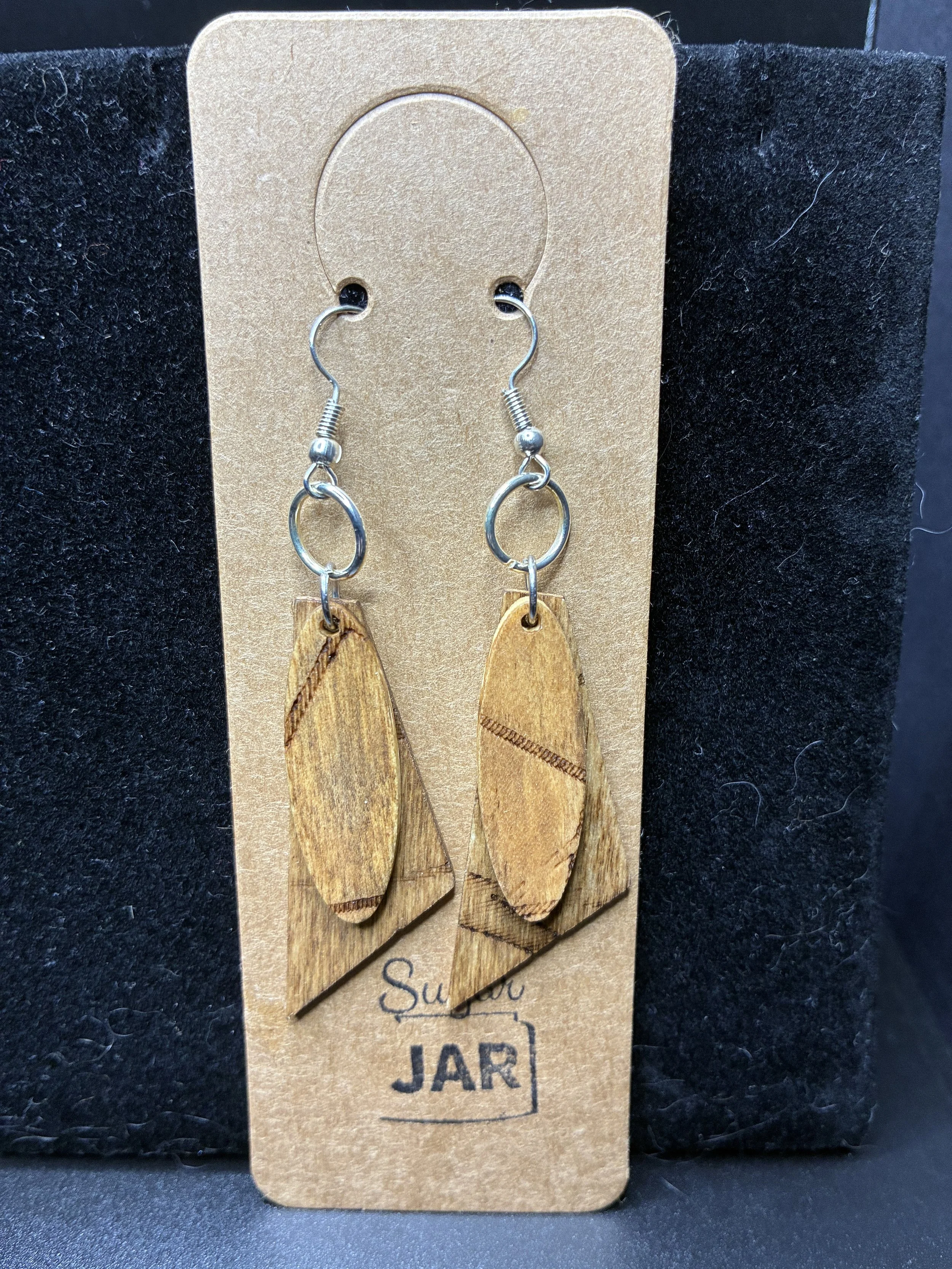 Wood Earrings with Pendants