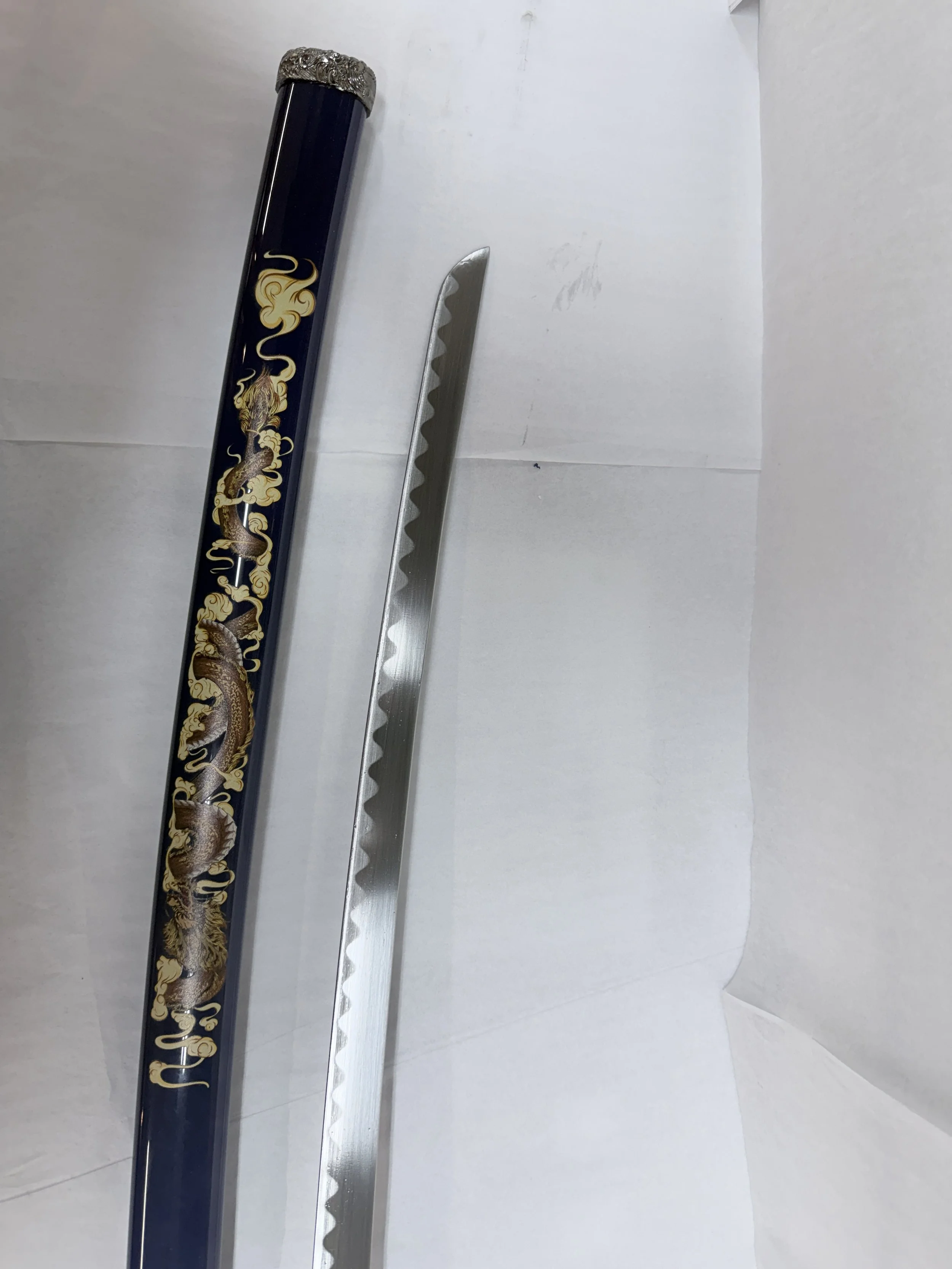 BLUE Dragon Samurai Sword with Plastic Scabbard