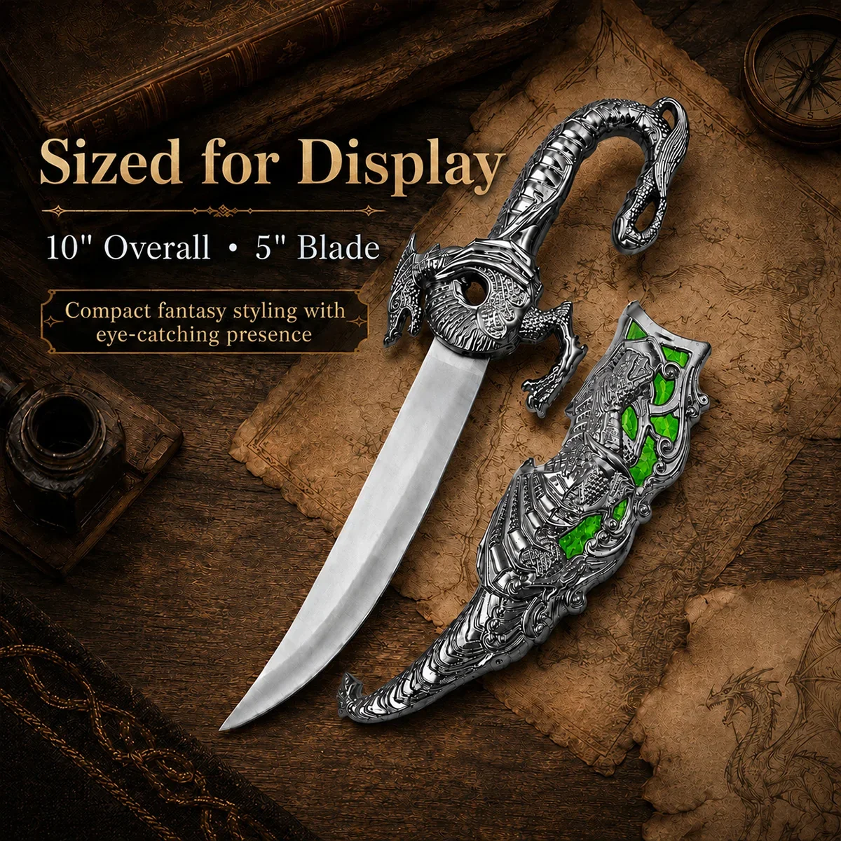 10" Green Fantasy Dargon Dagger