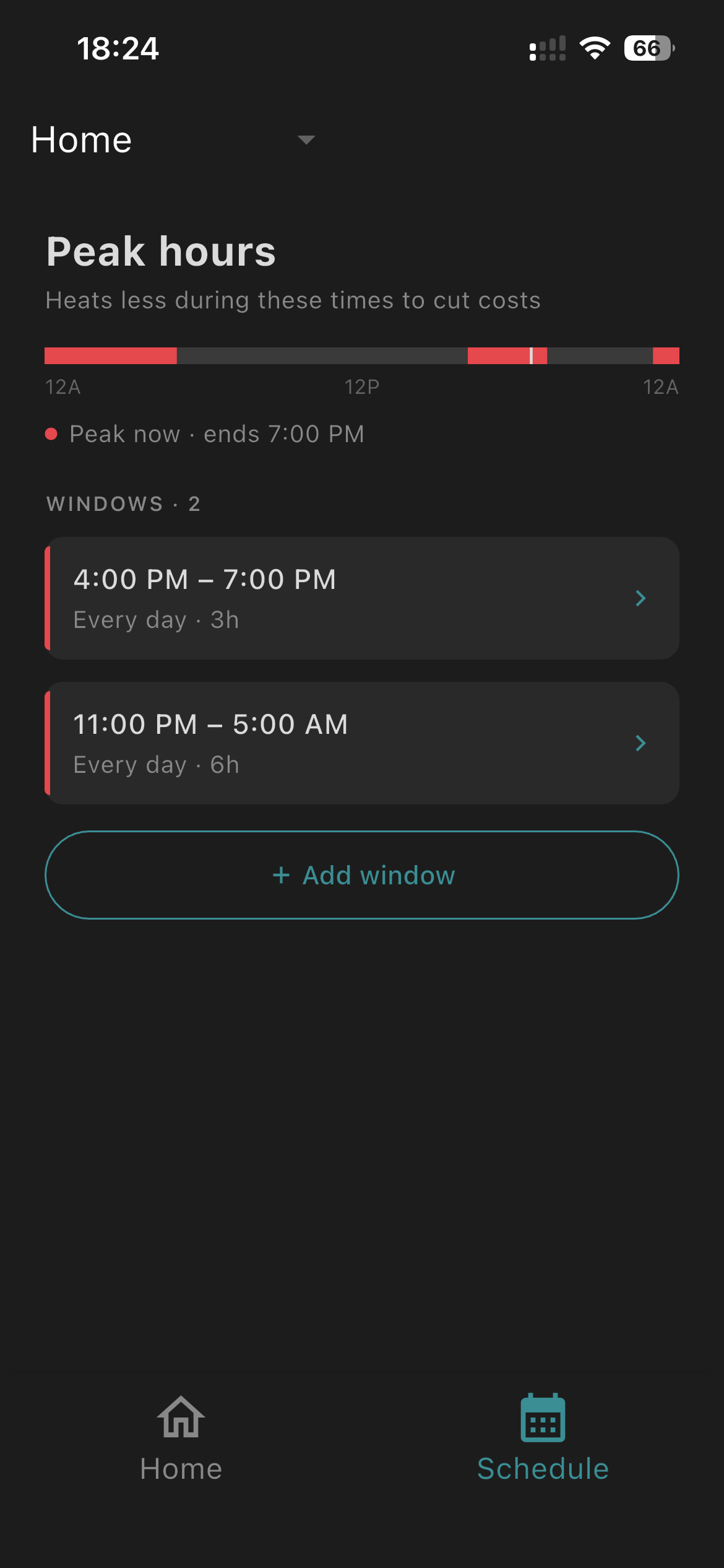 ThermoSave app - Schedule