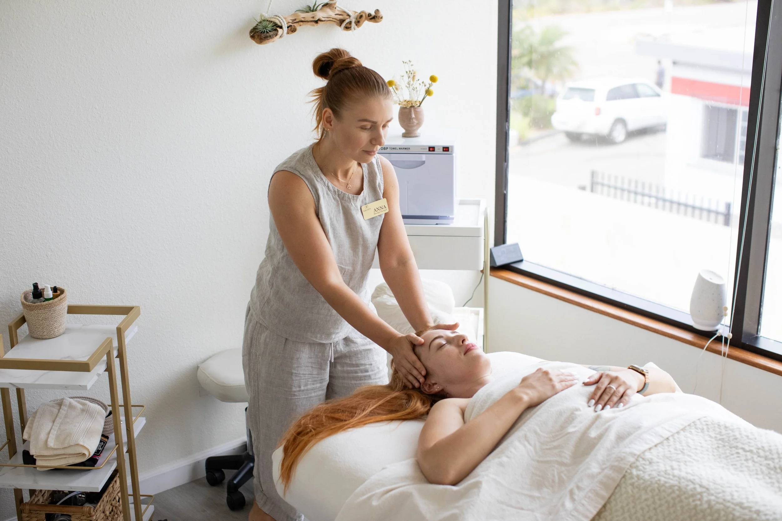 Facial sculpting massage session at KIKOSPA, San Diego.