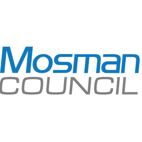 The Mosman Council logo with the words 'Mosman' in blue and 'Council' in gray.