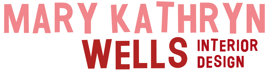 Text in varying shades of pink and red that reads 'Mary Kathryn Wells Interior Design'