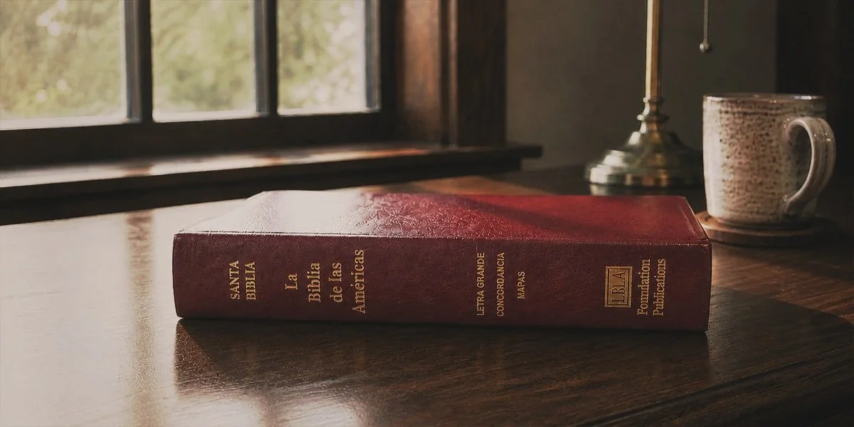 Spanish Bible on a desk