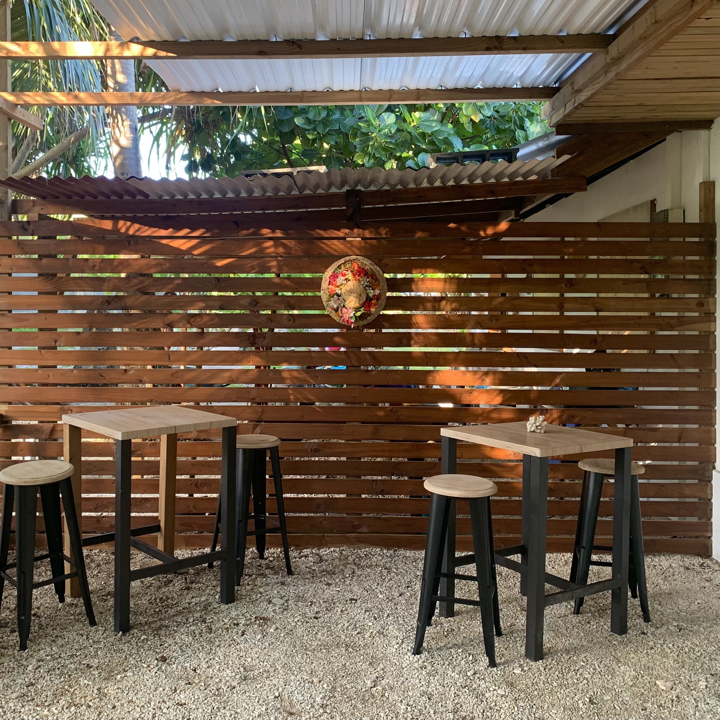 Open-air lounge for sunset drinks in Rangiroa