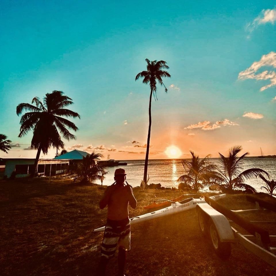 Sunset watching by the beach in Rangiroa