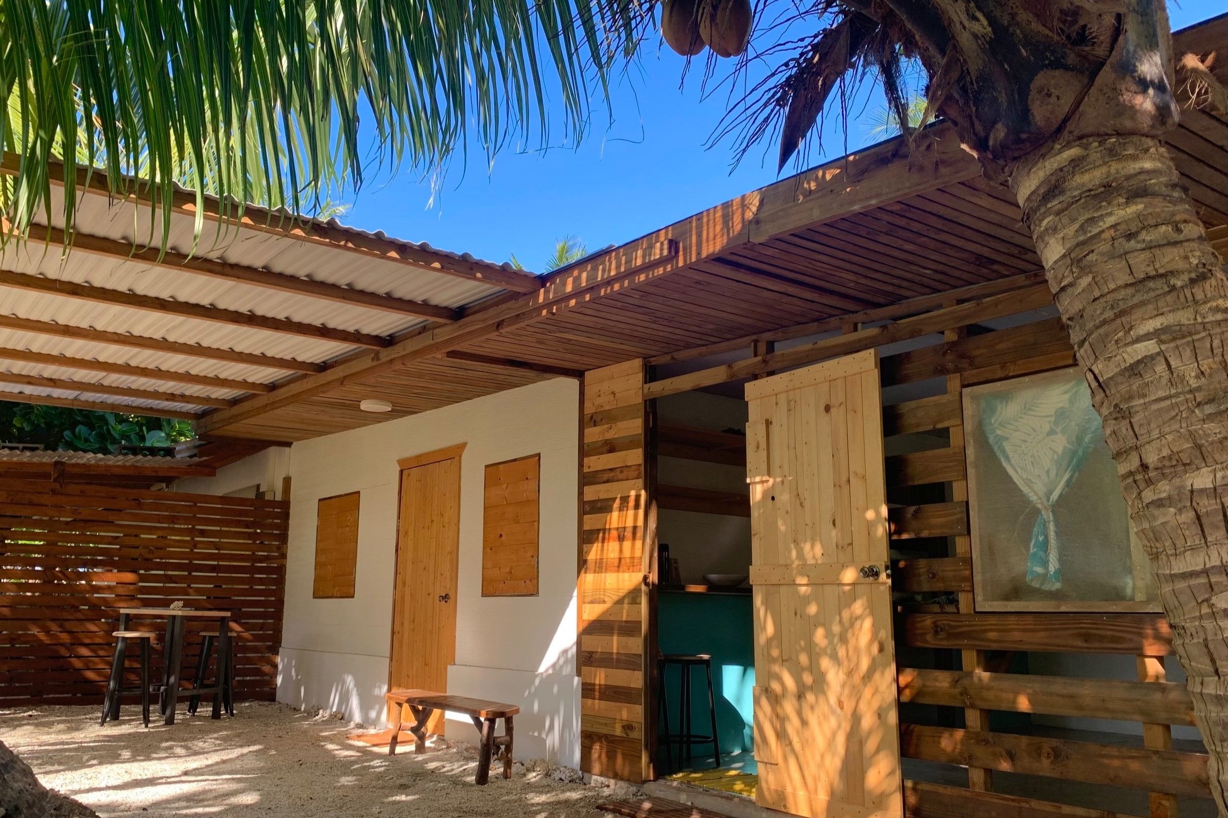 A peaceful patio space at Kura Ora Guest House, Rangiroa