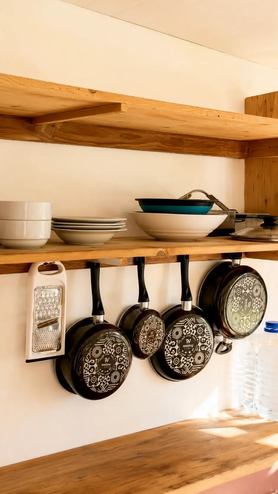 A dining counter is available in the dorm kitchen at Kura Ora Guest House in Rangiroa