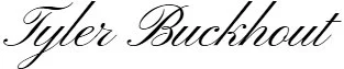 Stylized text of 'Tyler Buchhout' in elegant script font.