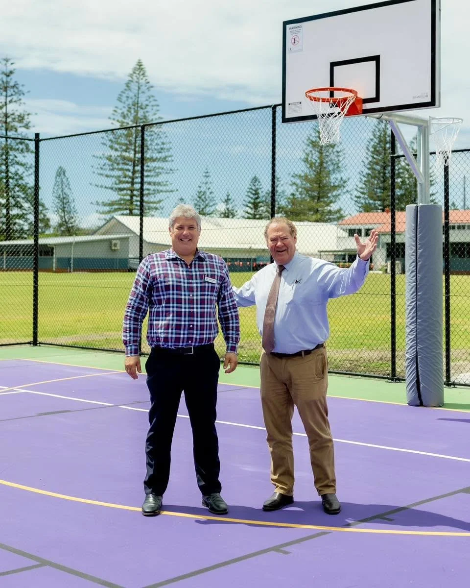 Thank you to the State Government for our new staff car park and multipurpose courts, and to @raystevens.mp for coming out to show his support.