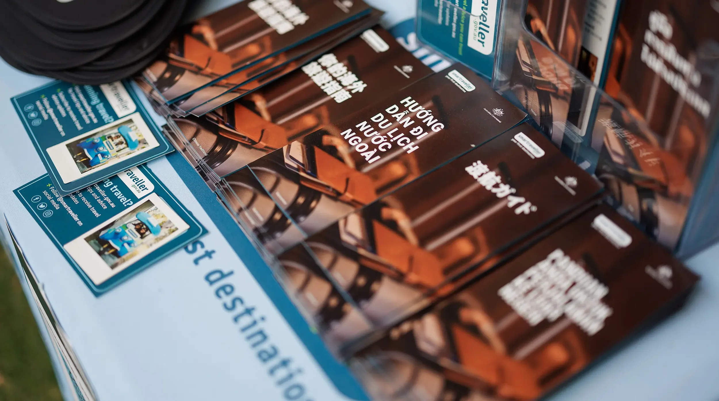 Translated multicultural resources on a stall table