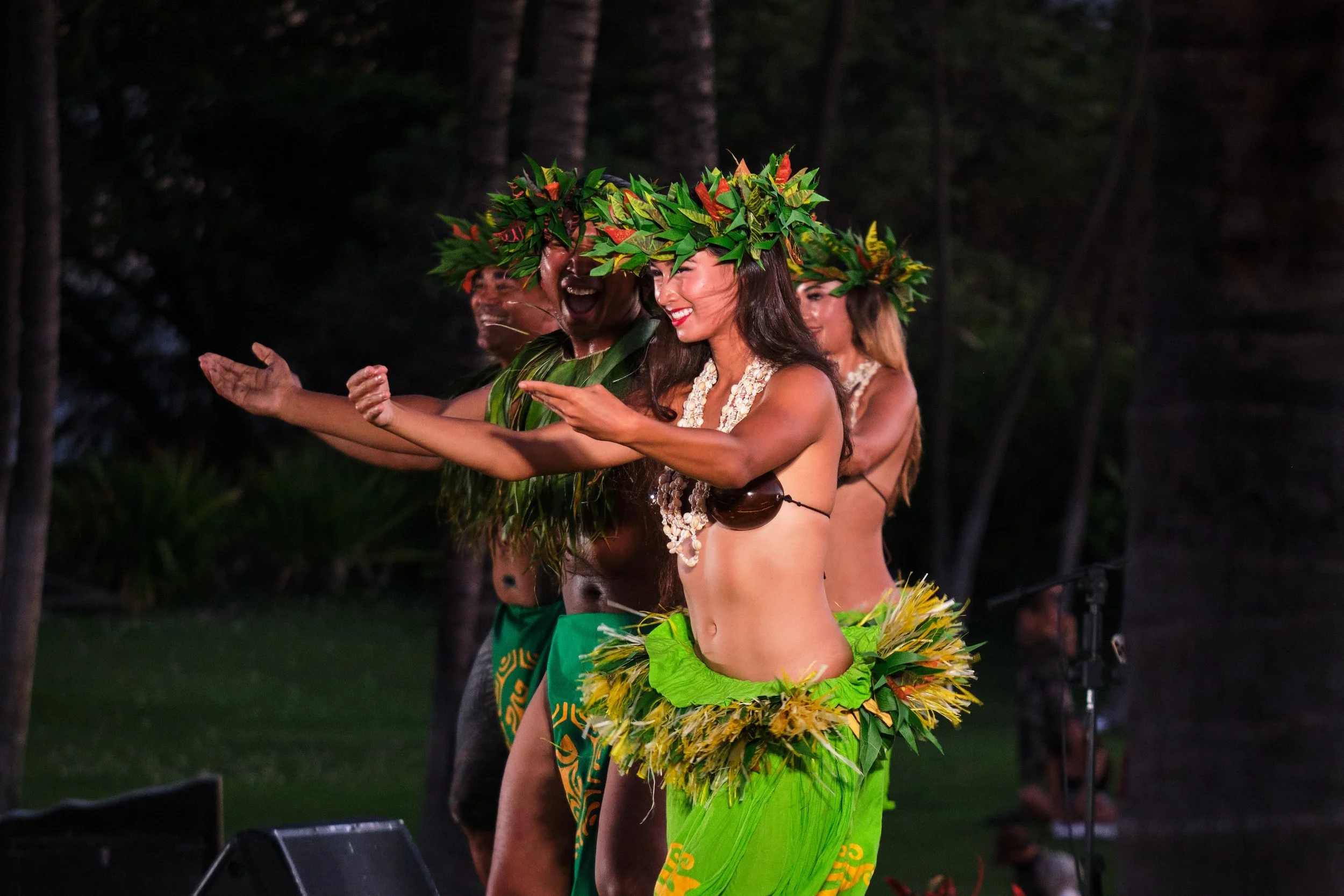 Dancers performing at the Andaz luau, Orange County