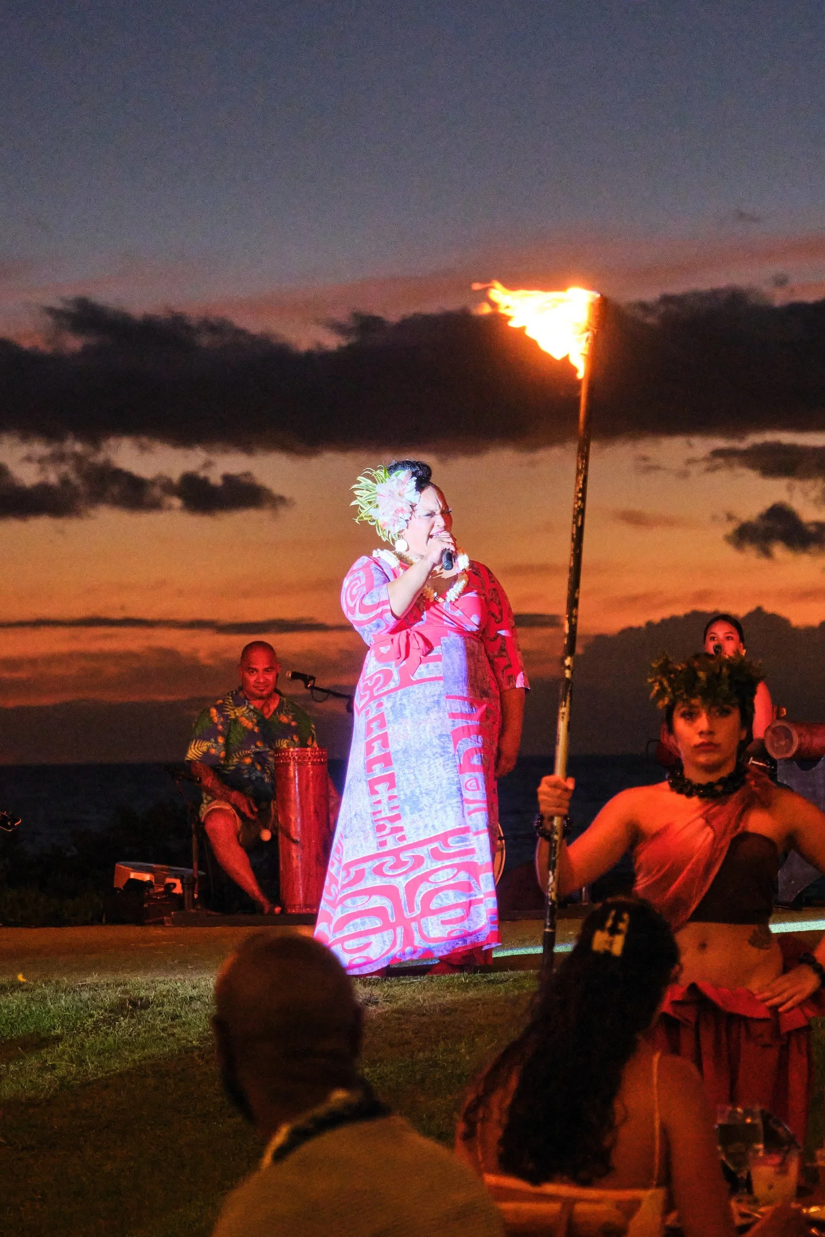Dancers performing at the Andaz luau, Orange County