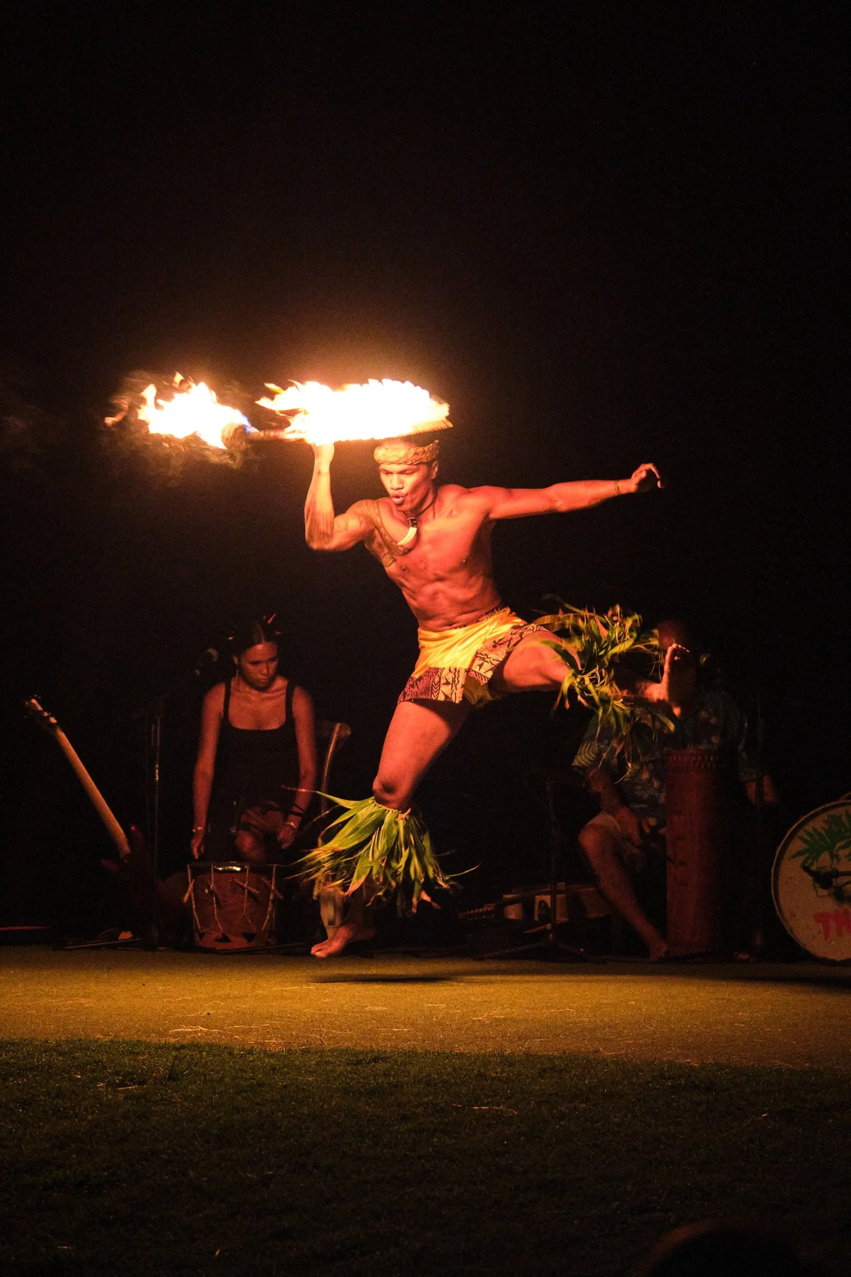 Fire dancer performing at the Andaz luau, Orange County