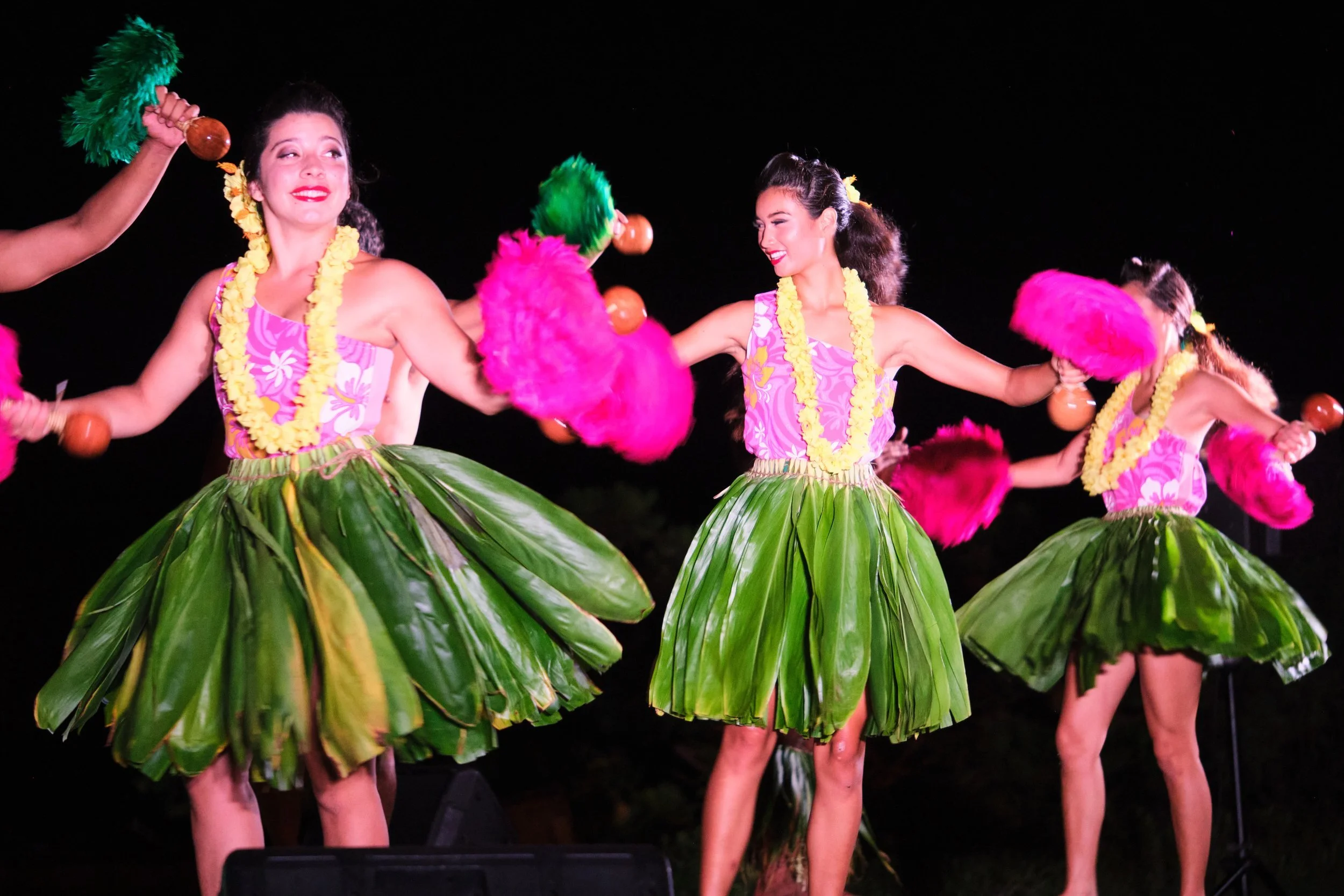 Dancers performing at the Andaz luau, Orange County