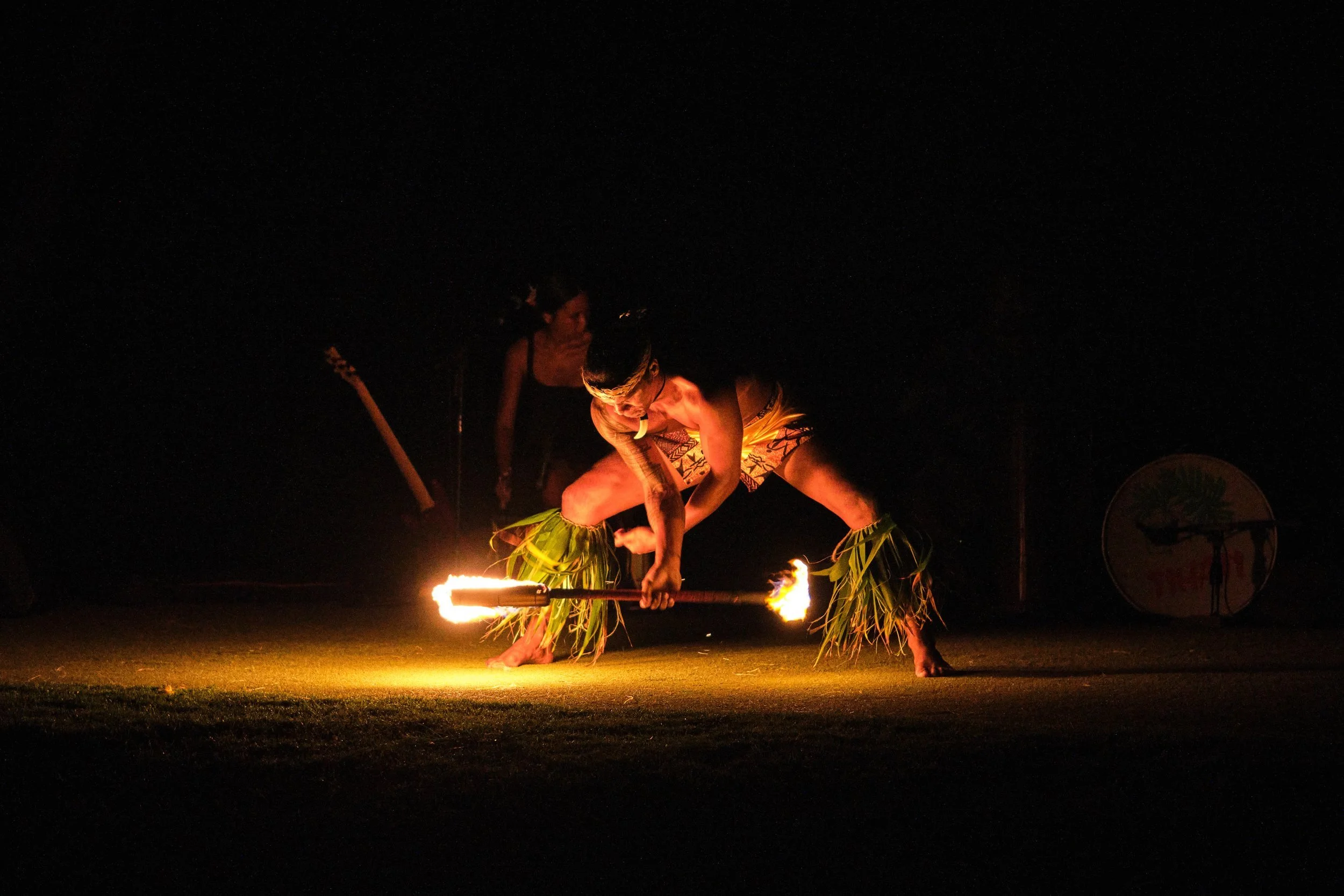 Fire dancer performing at the Andaz luau, Orange County