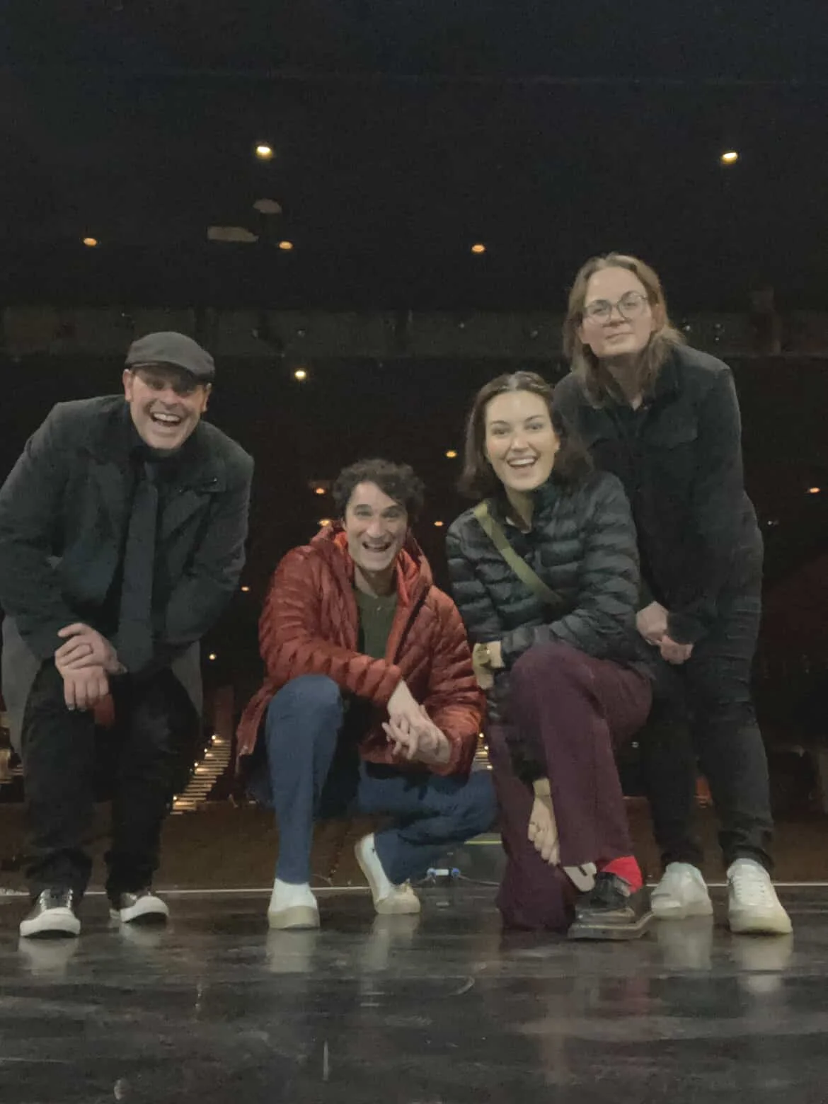 Post-show stage selfie for Offbook at QET Toronto, November 2025 (L-R Scott Passarella, Zach Reino, Jess McKenna, Sarah Mullins)