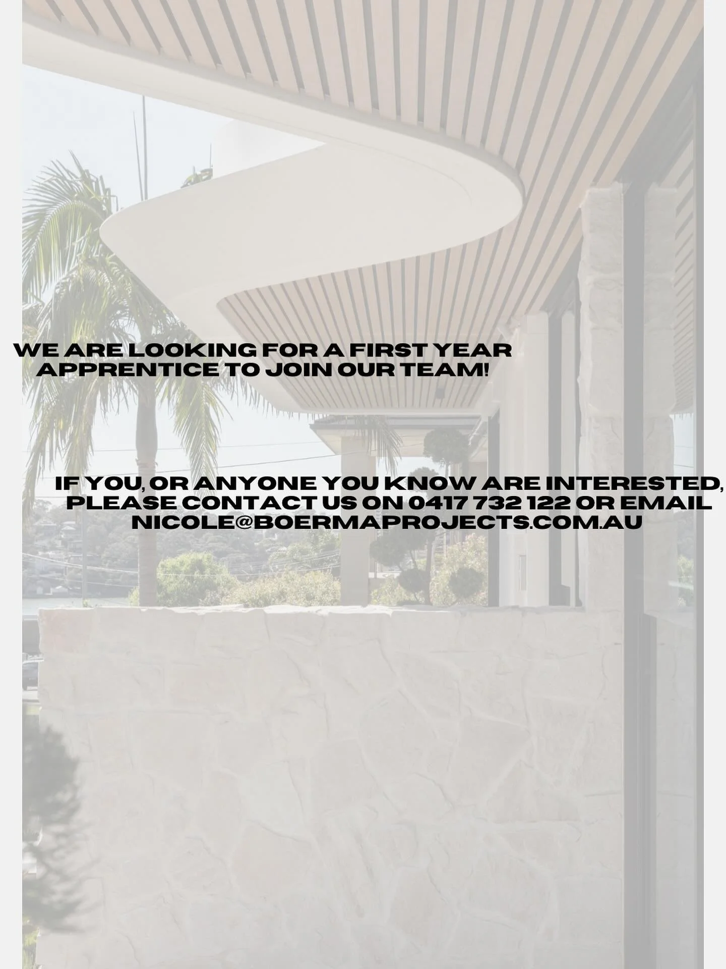 We are hiring! 

Contact us for further information.