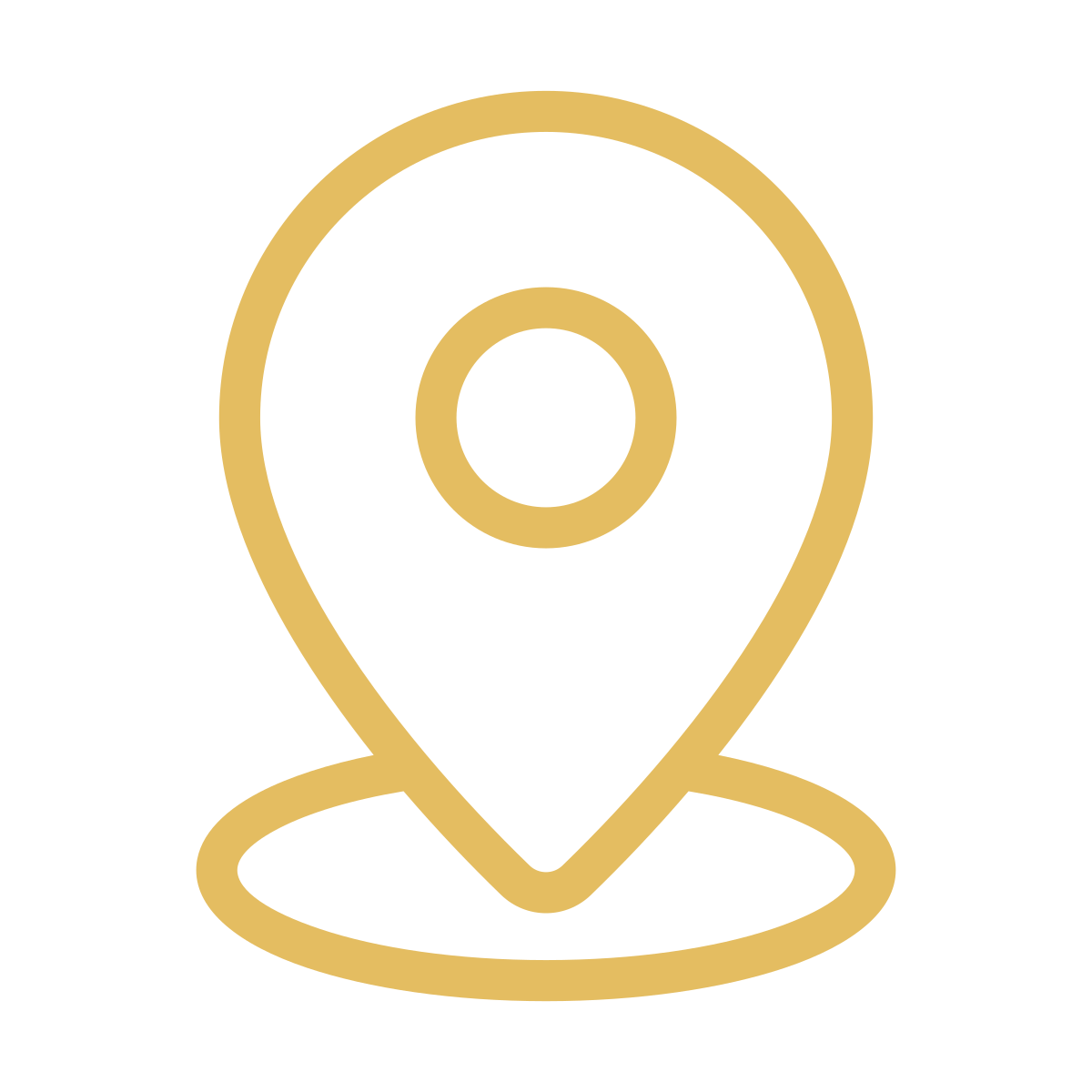 Gold and black location pin icon.