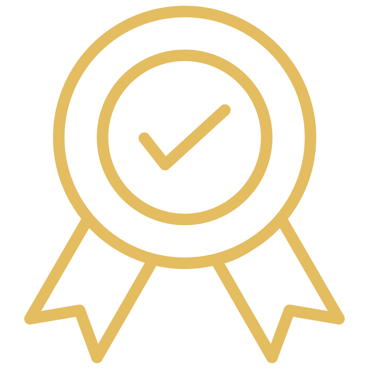 Gold-colored award ribbon with a clock and checkmark symbol in the center.