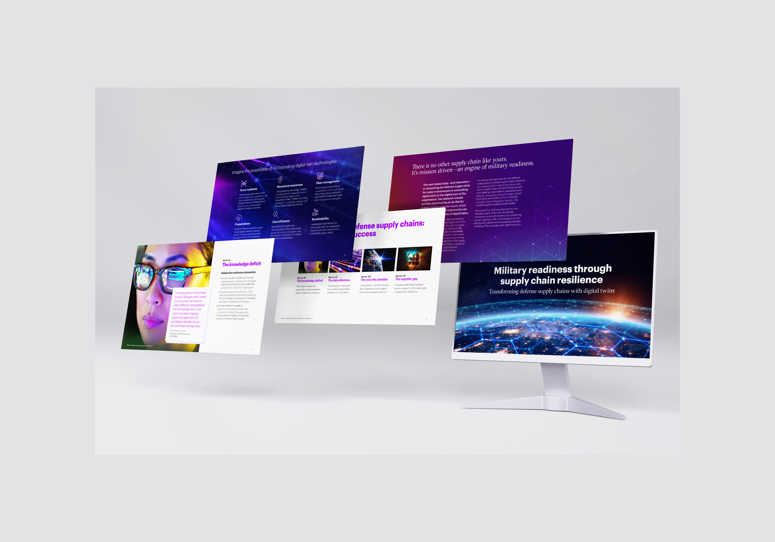 Design layout for a global Military Supply Chain research report. (Click image to view full version)