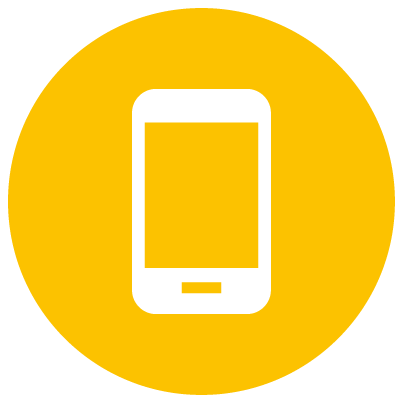 Icon of a smartphone inside a yellow circle