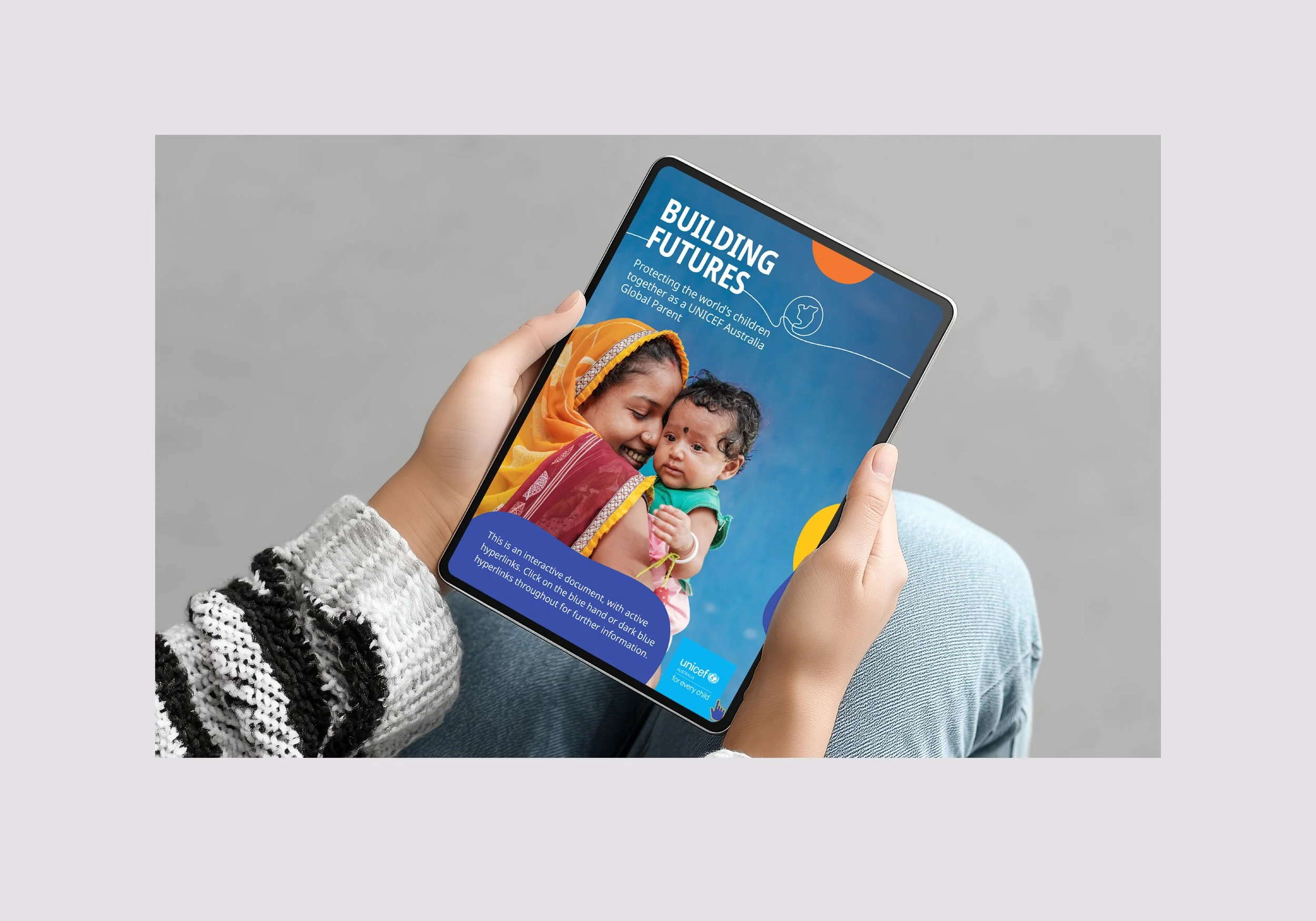 Digital zine layout for the Global Parent campaign.