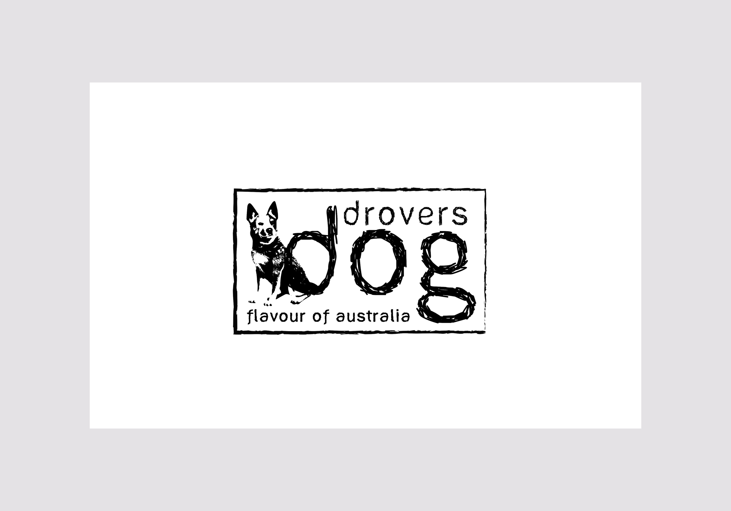 The logo for Drovers Dog restaurant, inspired by the Australian Blue Heeler, uses a hand-illustrated approach that reflects a bespoke, authentic, and truly original dining experience.