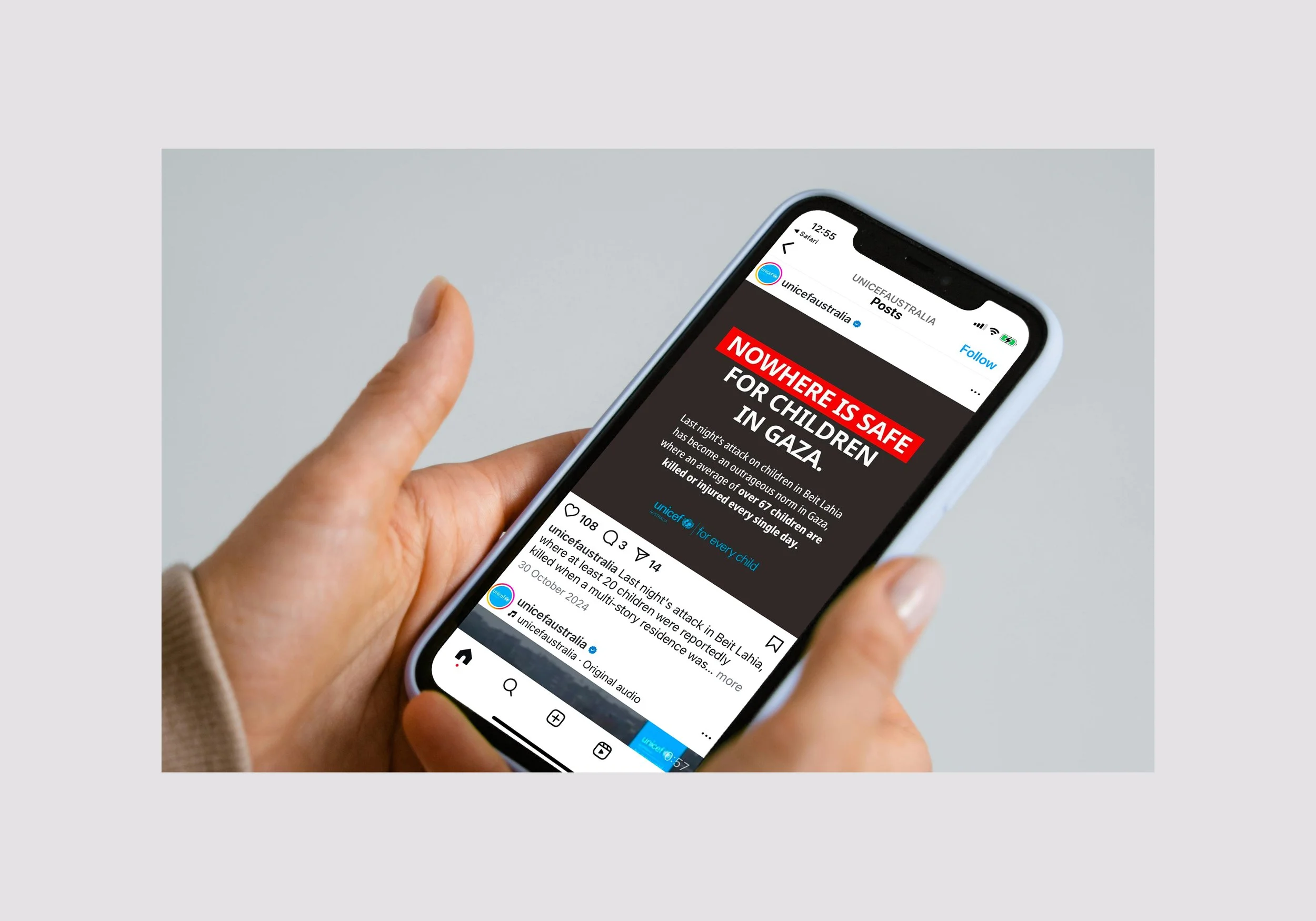 My work with UNICEF included helping drive donations across all social channels through clear, engaging campaign assets.