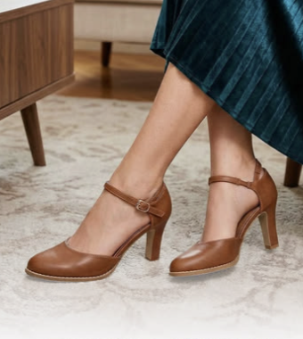 Example outfit brown leather lace up pumps