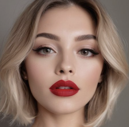 Make-up Example 2, red lipstick, eyeliner, eyeshadow