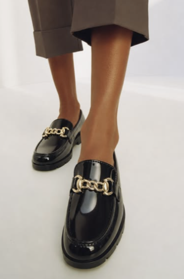 Example outfit, patent black loafers