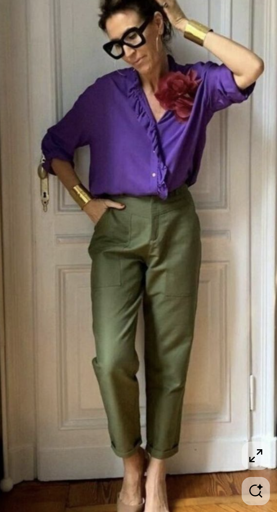 Example outfit Purple shirt & olive green pants