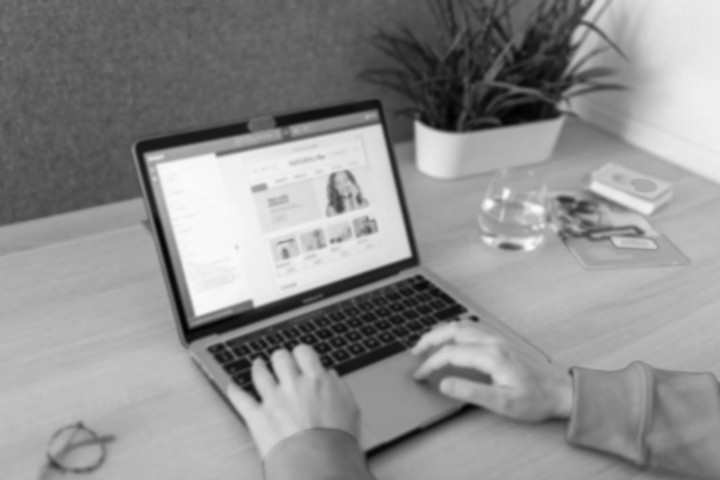 Image of la top with eccomerce on the screen